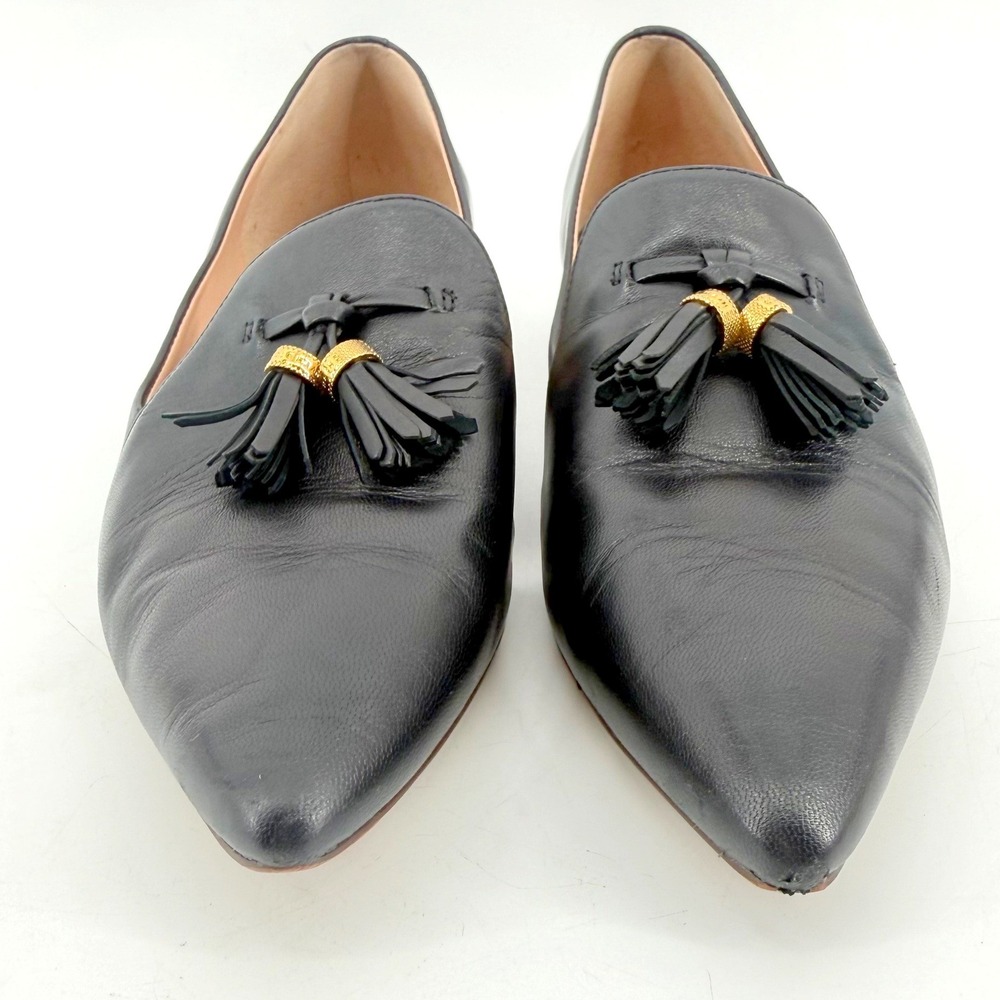 Cole Haan Grand 360 Tassel Loafers Women 8B Black Leather Pointd Toe Dress Shoes - Picture 6 of 9